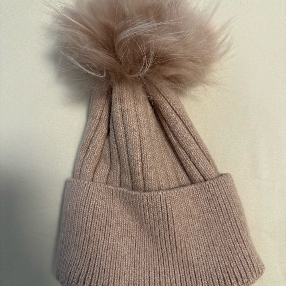 Cozy Knit Beanie with Real Fur Pom
